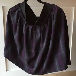 Women’s L Polyester/ Spandex Pleated Mini Skirt in Deep Purple and Black